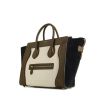 Celine Luggage handbag in white and brown leather and navy blue suede - 00pp thumbnail