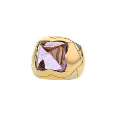Bulgari Pyramide ring in yellow gold and white gold and in amethyst