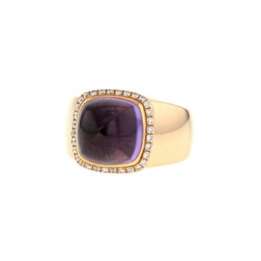 Sortija Fred Pain de Sucre modelo mediano en oro rosa,  diamantes y amatista