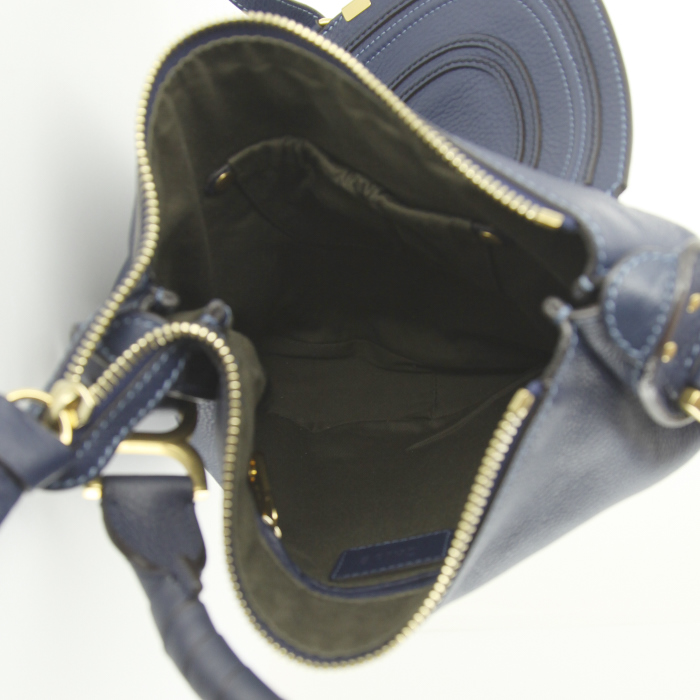 Borsa Chloé Marcie in pelle martellata blu - Detail D2