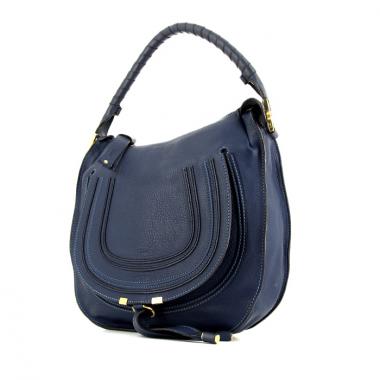 Chloé Marcie handbag in blue grained leather
