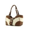 Prada handbag in beige canvas and brown leather - 00pp thumbnail