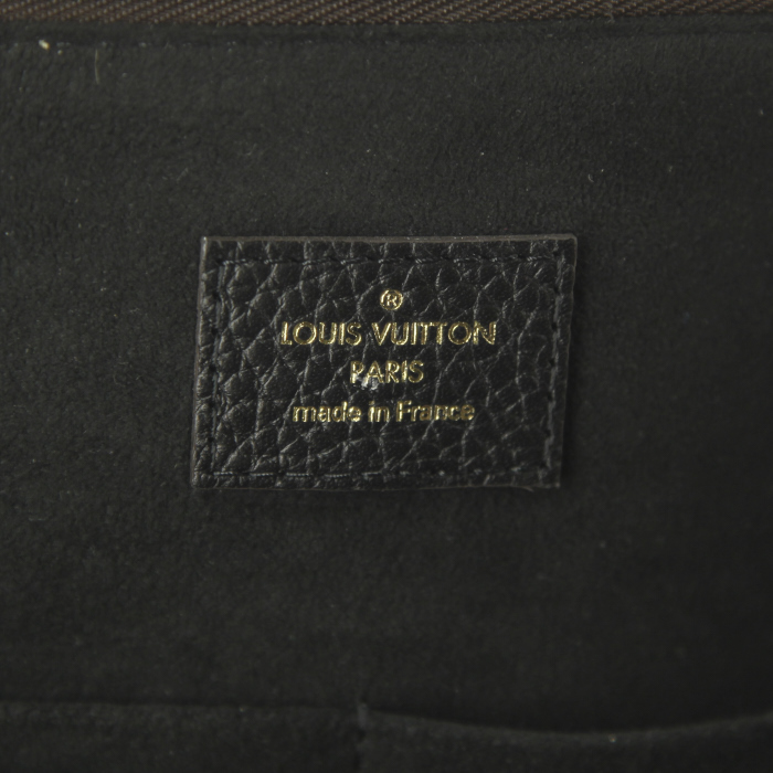 Borsa Louis Vuitton in tela monogram marrone e pelle nera - Detail D4