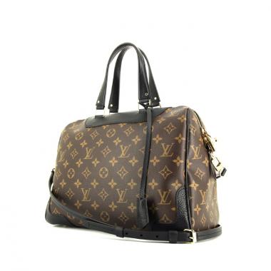 Bolso de mano Louis Vuitton en lona Monogram marrón y cuero negro