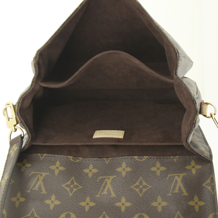Borsa a tracolla Louis Vuitton Metis in tela monogram marrone e pelle naturale - Detail D3
