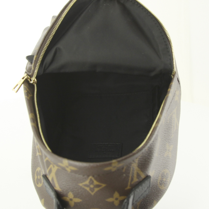 Louis Vuitton Palm Springs Backpack Mini shoulder bag in brown monogram canvas and black leather - Detail D2