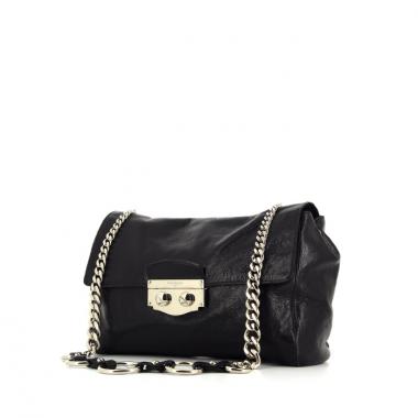 Bolso de mano Saint Laurent Le Sixième en cuero negro