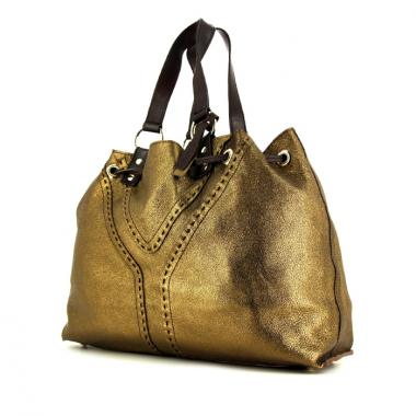 Bolso Cabás Saint Laurent en cuero marrón dorado y marrón oscuro