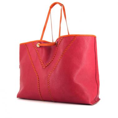 Bolso Cabás Saint Laurent Néo Double en cuero rosa y naranja