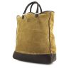 Shopping bag Loewe Amazona modello grande in camoscio verde kaki e marrone scuro - 00pp thumbnail