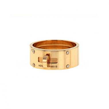 Hermes Kelly - Ring large model ring in pink gold and diamonds