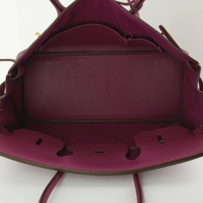 Borsa Hermes Birkin Shoulder in pelle togo viola Anemone - Detail D2