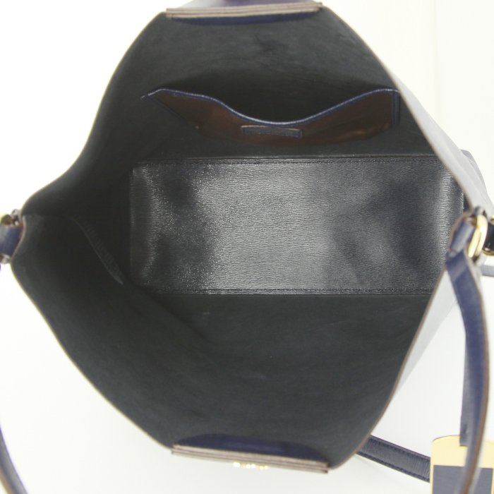 Sac bandoulière Ralph Lauren en cuir bleu-marine - Detail D3