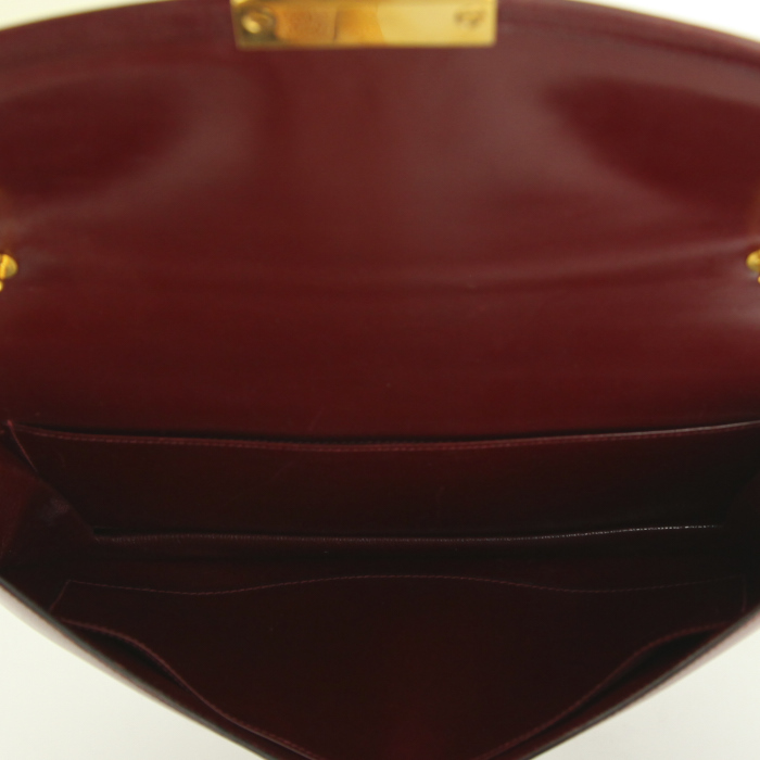 Hermes Cécile shoulder bag in burgundy box leather - Detail D2
