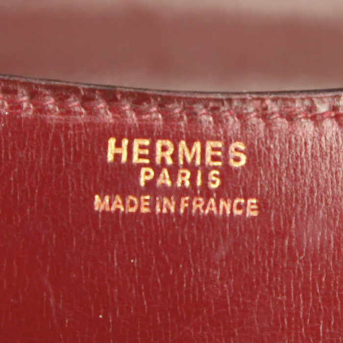 Hermes Cécile shoulder bag in burgundy box leather - Detail D3