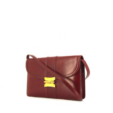 Borsa a tracolla Hermes Cécile in pelle box bordeaux