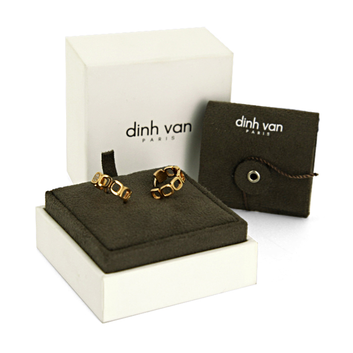 Paire de boucles d'oreilles Dinh Van Impression Domino en or rose et diamants - Detail D2