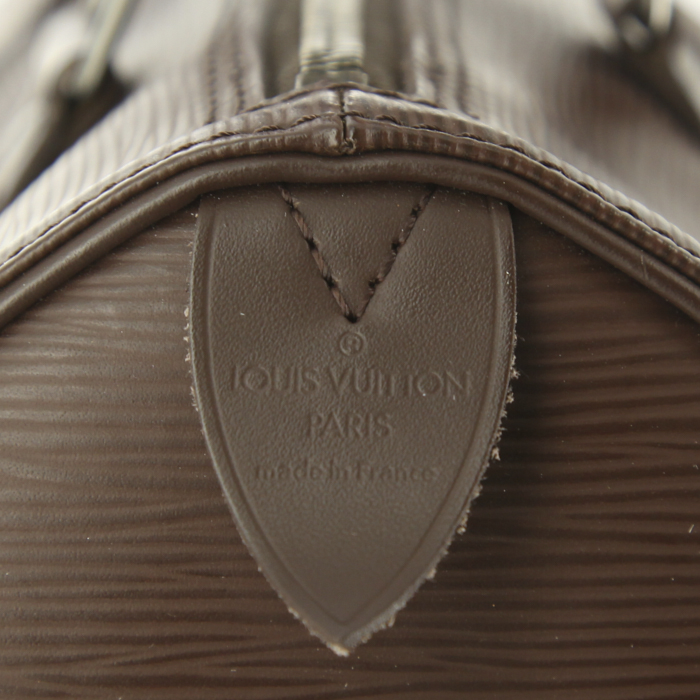 Sac à main Louis Vuitton Speedy 30 en cuir épi marron-foncé - Detail D3