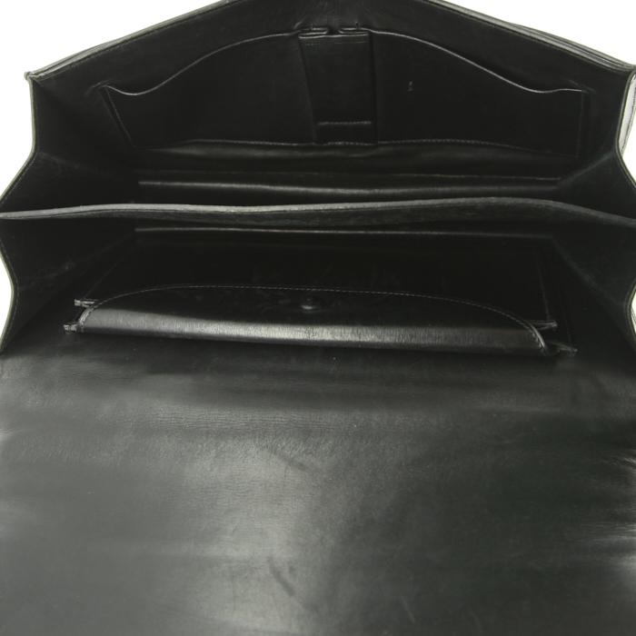 Bolso de mano Hermes Ring en cuero box negro - Detail D2