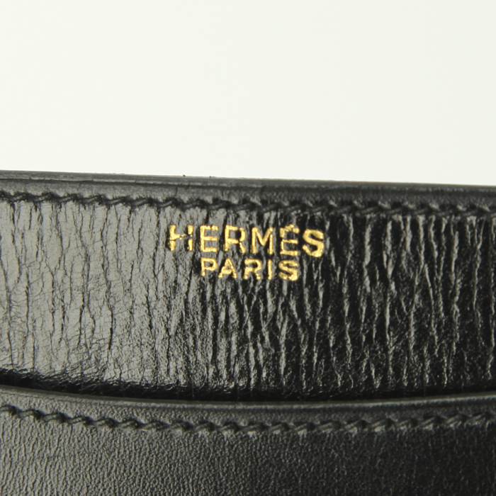 Bolso de mano Hermes Ring en cuero box negro - Detail D3