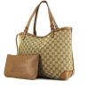 Shopping bag Gucci in tela monogram bicolore beige e color talpa e pelle color talpa - 00pp thumbnail