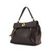 Yves Saint Laurent Muse Two small model handbag in dark brown leather and dark brown suede - 00pp thumbnail