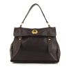 Yves Saint Laurent Muse Two small model handbag in dark brown leather and dark brown suede - 360 thumbnail