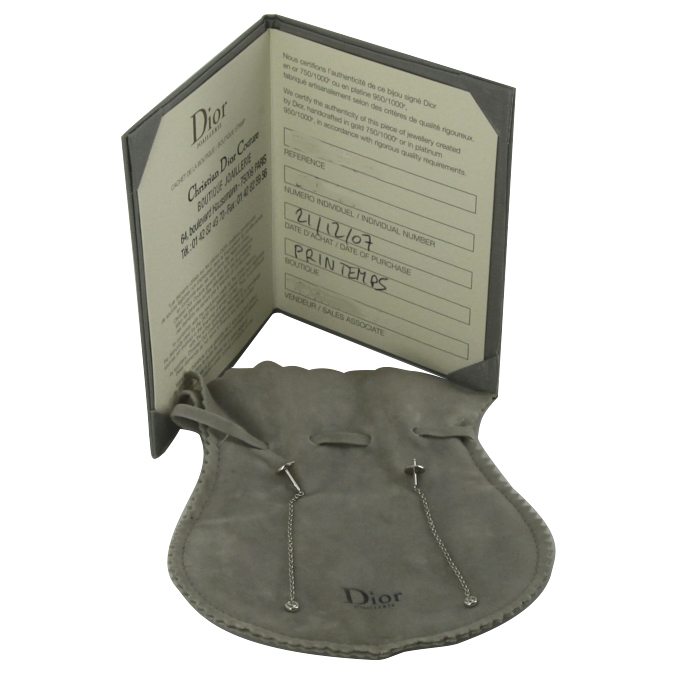 Orecchini pendenti Dior Mimioui in oro bianco e diamanti - Detail D2