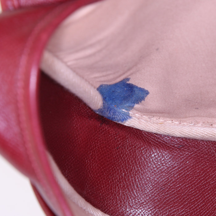 Hermes Nouméa shoulder bag in burgundy epsom leather - Detail D3