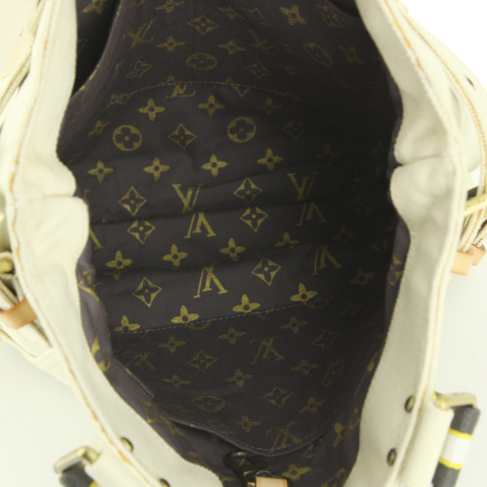 Louis Vuitton shopping bag in beige canvas - Detail D2