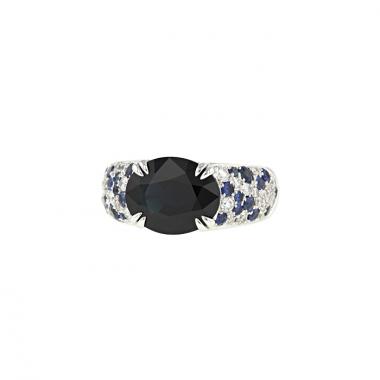 Sortija Mauboussin Nuit D'Amour en oro blanco,  diamantes y zafiros