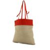 Bottega Veneta shopping bag in beige leather and red braided leather - 00pp thumbnail