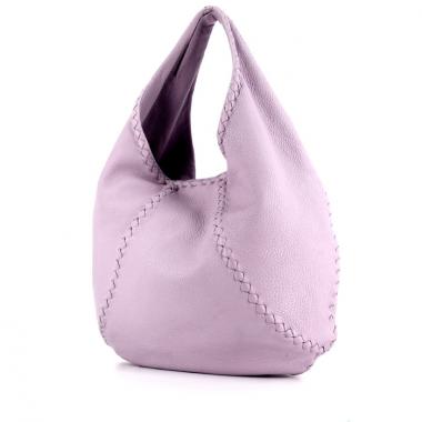 Sac porté épaule ou main Bottega Veneta en cuir grainé violet-lilas