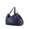 Bottega Veneta shopping bag in navy blue leather and navy blue braided leather - 00pp thumbnail