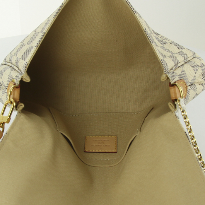 Bolso/bolsito Louis Vuitton en lona a cuadros azul celeste y cuero natural - Detail D2