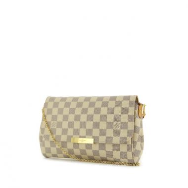 Sac/pochette Louis Vuitton en toile damier azur et cuir naturel