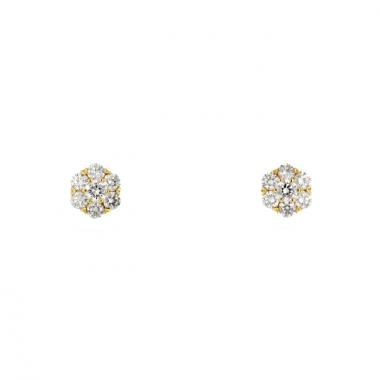 Orecchini a perno Van Cleef & Arpels Fleurette modello grande in oro giallo e diamanti
