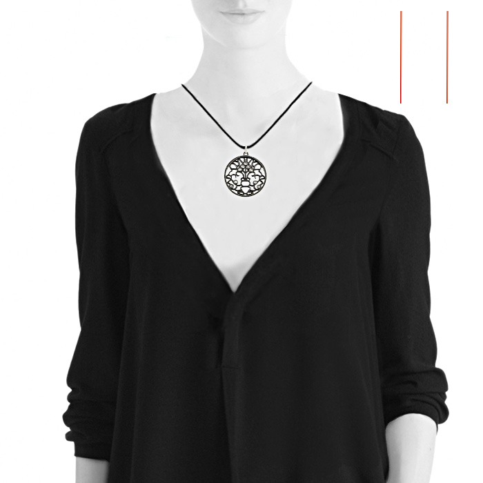 Repossi Nérée large model pendant in blackened gold and diamonds - Detail D1