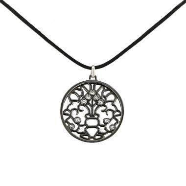 Repossi Nérée large model pendant in blackened gold and diamonds