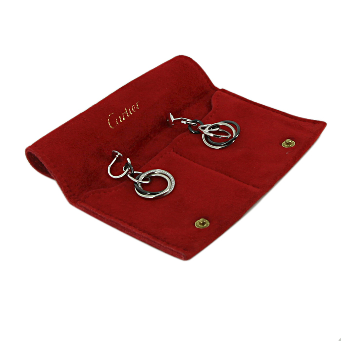 Cartier Trinity large model pendants earrings in white gold,  ceramic and diamonds - Detail D2