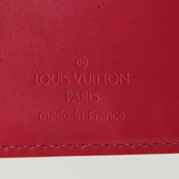 Billetera Louis Vuitton Viennois en charol Monogram rosa fucsia y cuero rosa fucsia - Detail D3