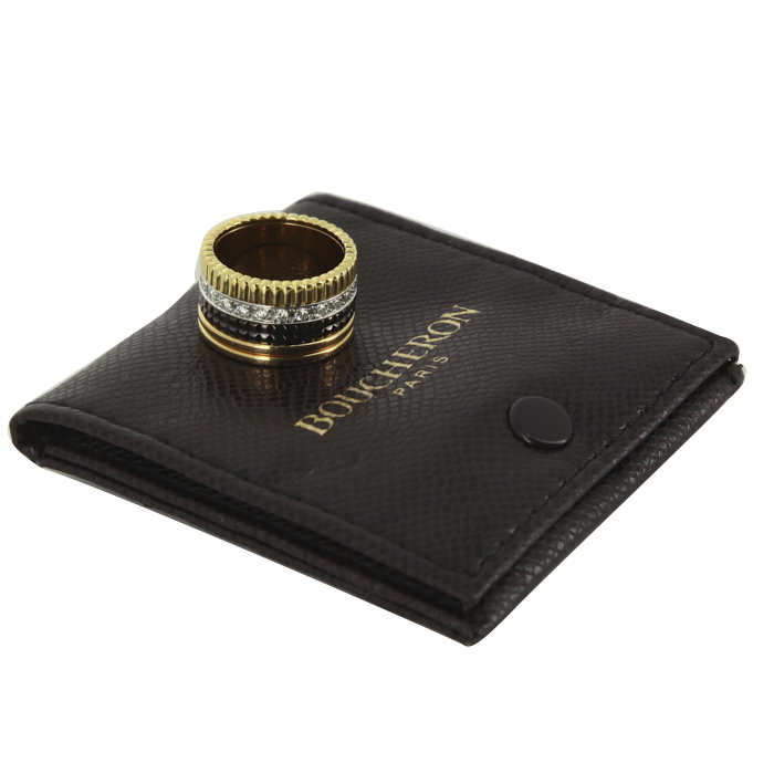 Anello Boucheron Quatre modello grande in 3 ori, PVD marrone e diamanti - Detail D2