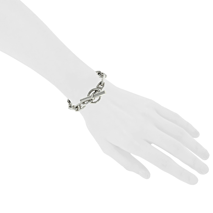 Brazalete Hermes Chaine d'Ancre modelo mediano en plata - Detail D1