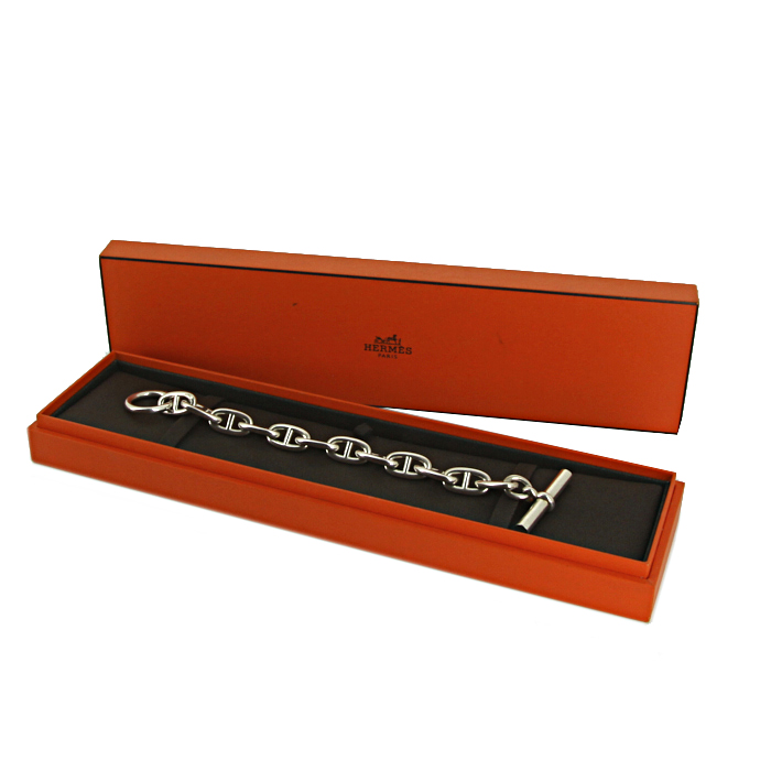 Bracelet Hermes Chaine d'Ancre moyen modèle en argent - Detail D2
