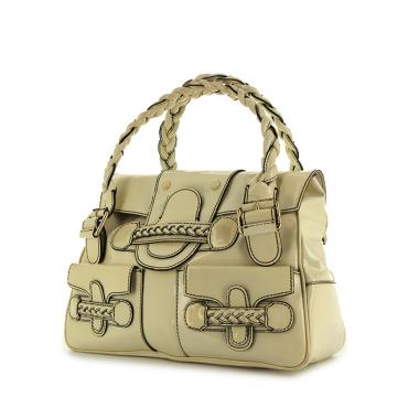 Borsa Valentino Garavani in pelle verniciata bianco sporco