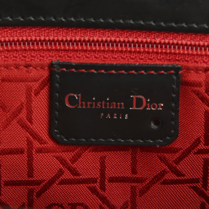 Dior shoulder bag in black leather and black canvas - Detail D4