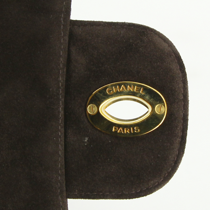 Borsa Chanel Timeless jumbo in camoscio trapuntato marrone - Detail D4