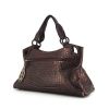 Cartier Marcello small model handbag in brown glittering leather and brown wood - 00pp thumbnail
