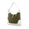 Hermes Trim handbag in khaki canvas and white leather - 00pp thumbnail