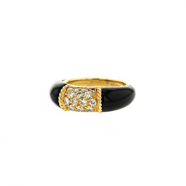 Bague Van Cleef 
Arpels Philippine en or jaune,  diamants et onyx
